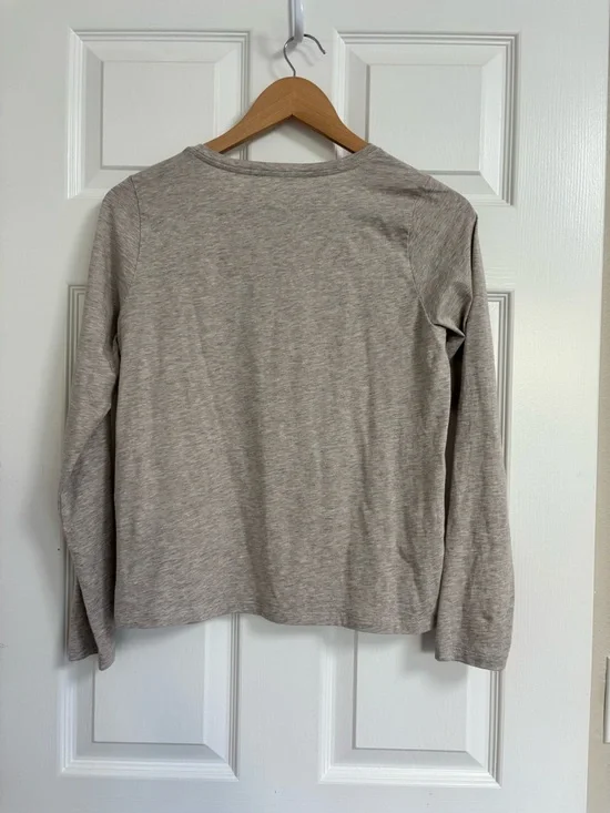 Eileen Fisher Long Sleeve Tee in Light Heathered Taupe - Picture 2 of 6
